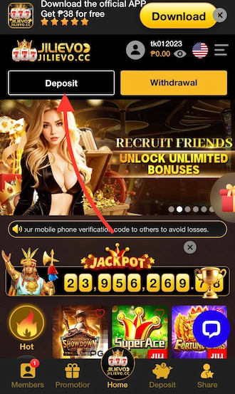 Step 1: JeetWin casino login and click “Deposit”